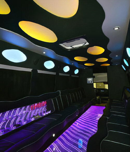 Party bus with colorful lighting