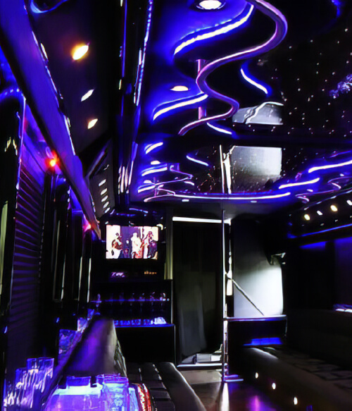 Party bus with onboard bar